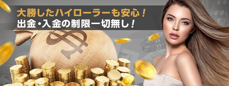 入出金に限度額なし!ハイローラーは見逃し厳禁